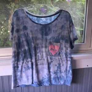 BLUE AND WHITE MARBLE CROP TOP